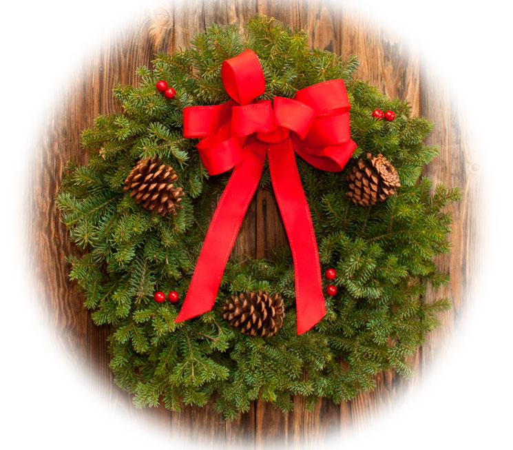 Christmas Wreath Red Ribbon