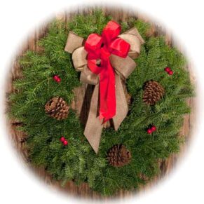 Red And Brown Ribbon Wreath from Wreath Montana