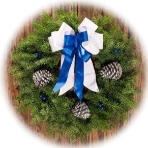 Blue And White Ribbon Wreath from Wreath Montana